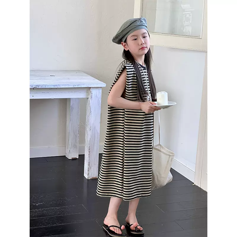 【清仓特卖】2025夏季新品韩版女童条纹连衣裙女宝宝无袖背心裙