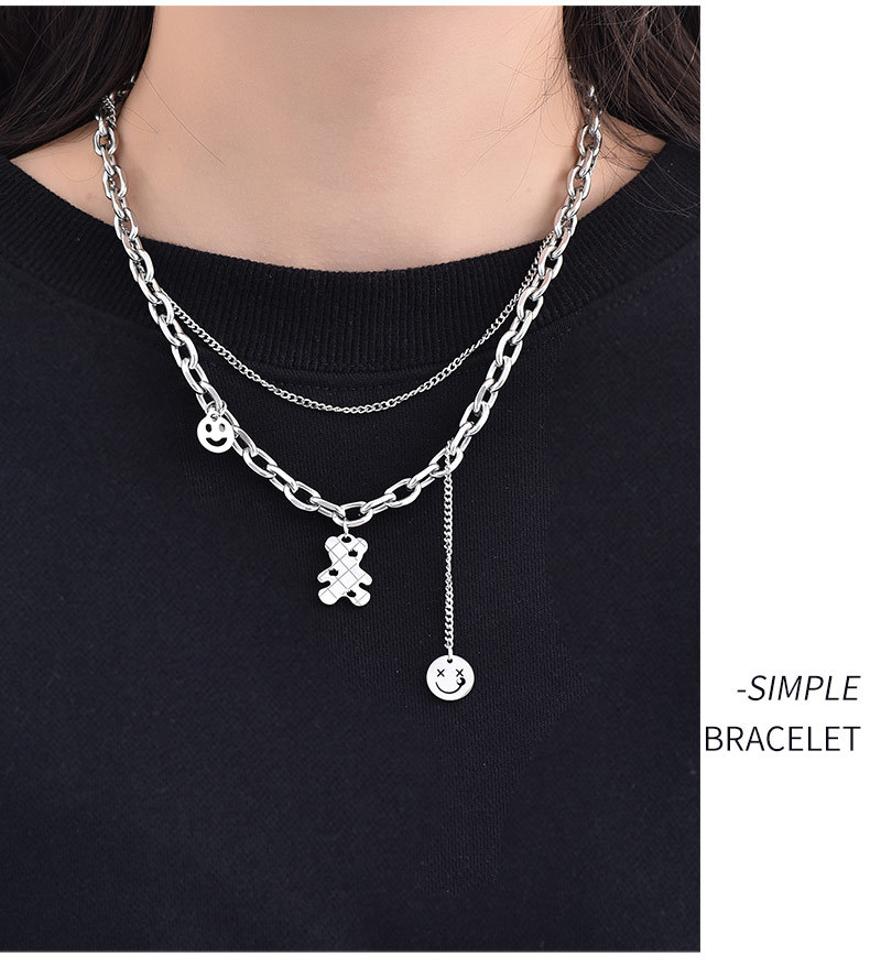 双层小熊笑脸项链_09