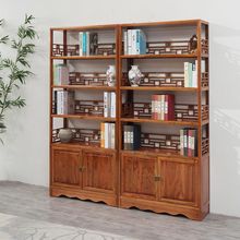 新中式实木书架茶叶展示架仿古展示柜榆木置物架紫砂壶商品展示架