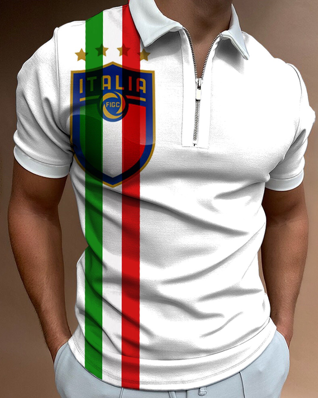 Camiseta Polo de Manga Corta con Cierre y Estampado 3D Informal para Hombre, Nueva Colección de Primavera para Exportación