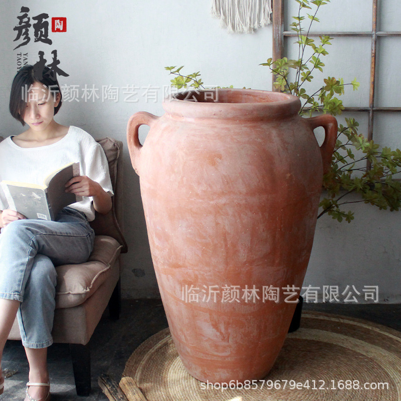 Gran vasija de cerámica americana gran vasija de cerámica paisajista gran vasija de cerámica gruesa gran vasija de cerámica roja gran vasija de cerámica gran patio