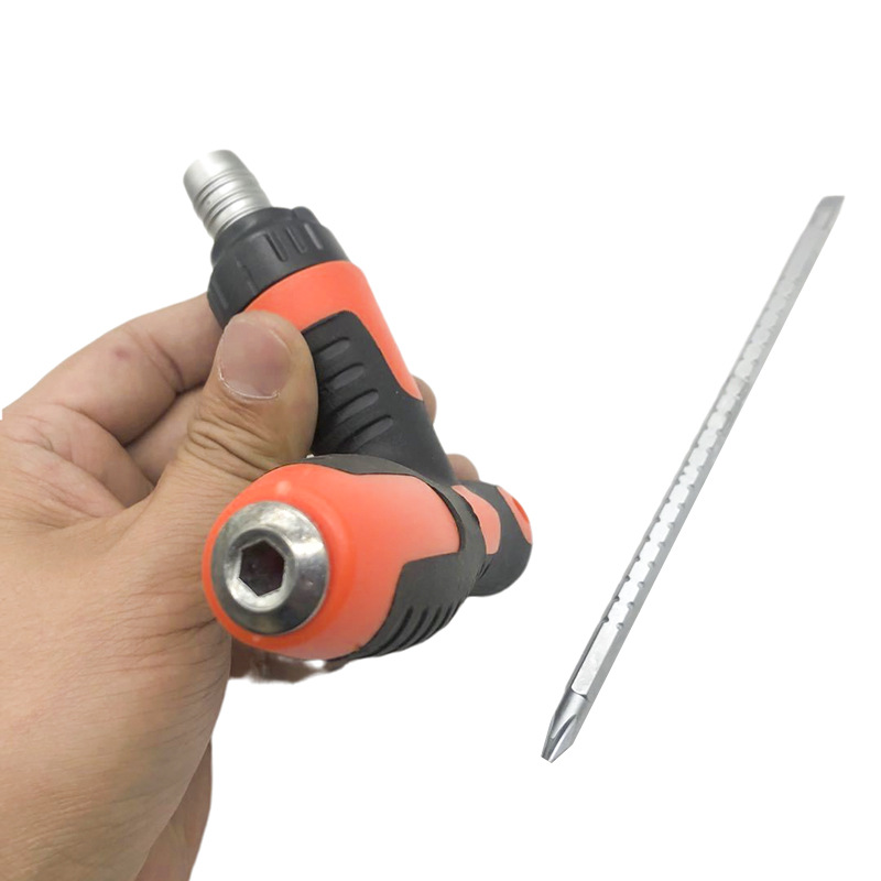 Muleta tipo T-tipo trinquete telescópico destornillador de doble propósito de dos colores mango de masaje ciruela herramienta de reparación de palabras