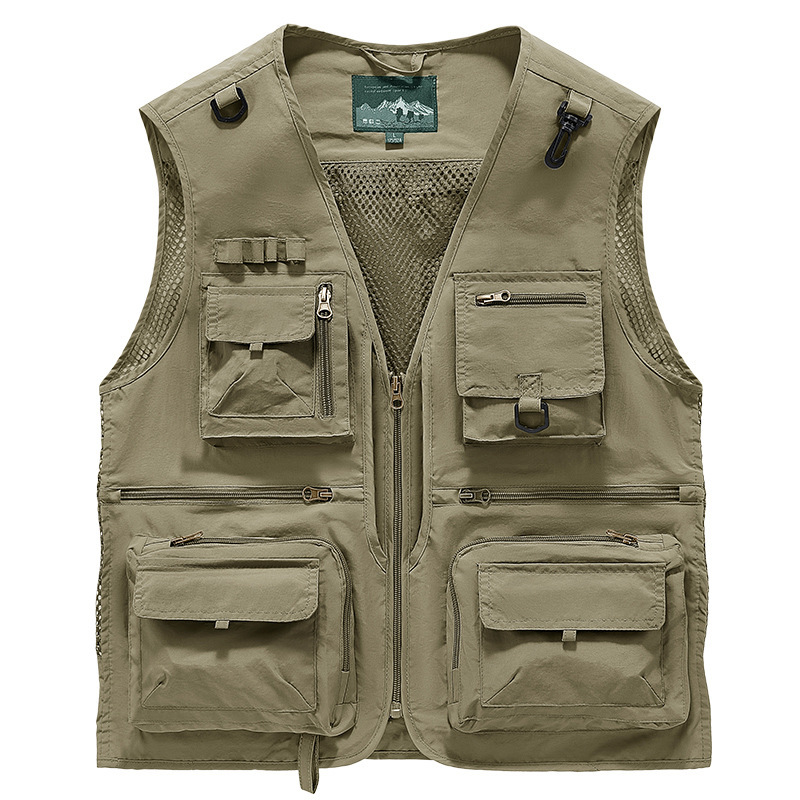 Workwear vest with multiple pockets, photographer's vest, bulk purchase with logo printing, summer fishing outdoor vest jacket Workwear vest with multiple pockets, photographer's vest, bulk purchase with logo printing, summer fishing outdoor vest jacket