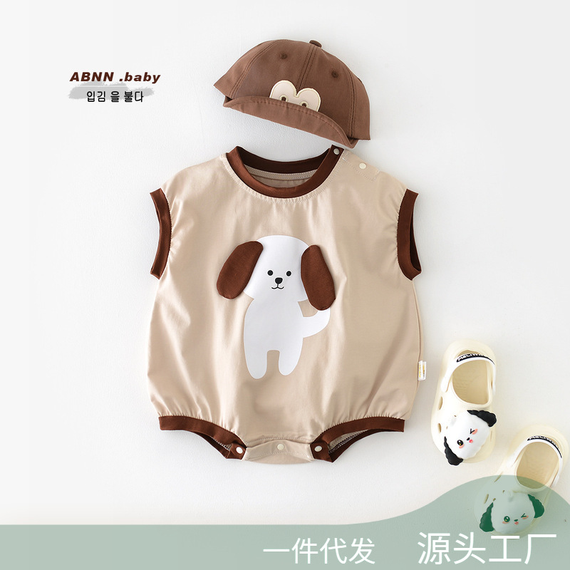 Summer children's cartoon thin bodysuit for new born sleevless to go…