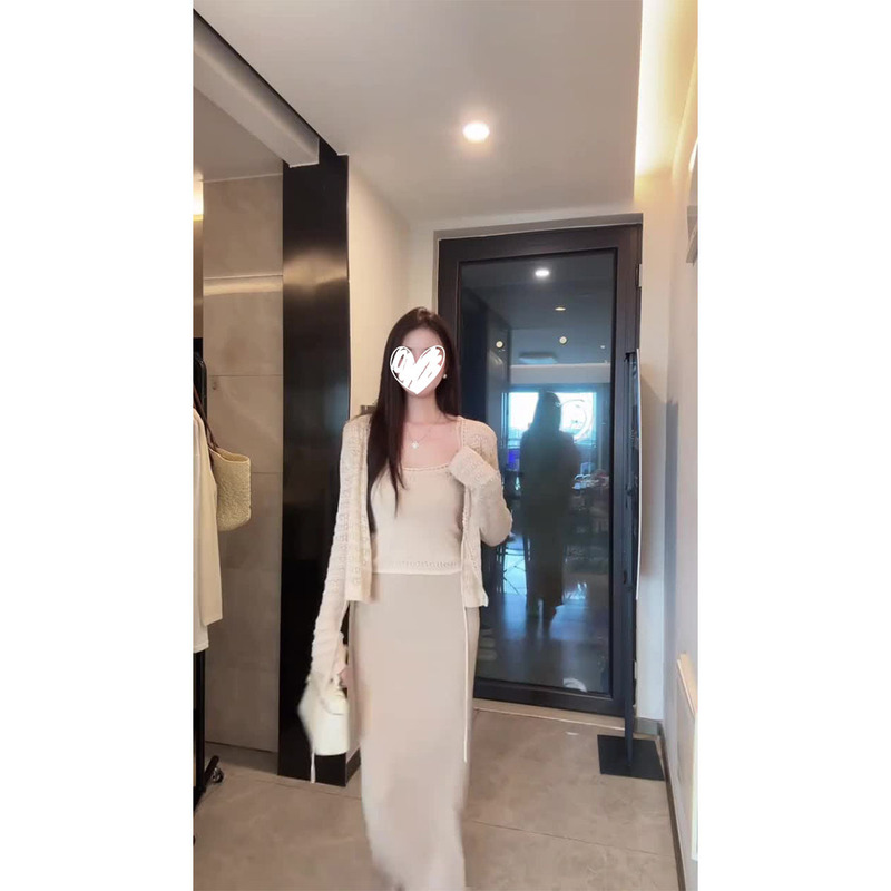 2025夏季新款套装法式纯欲微透针织薄款吊带开衫半身裙女三件套装|undefined