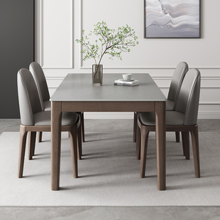 Nordic Solid Wood Rock Board Dining Table and Chair Combination Household Small Apartment 2025 New Modern Simple Rectangular Rice Table