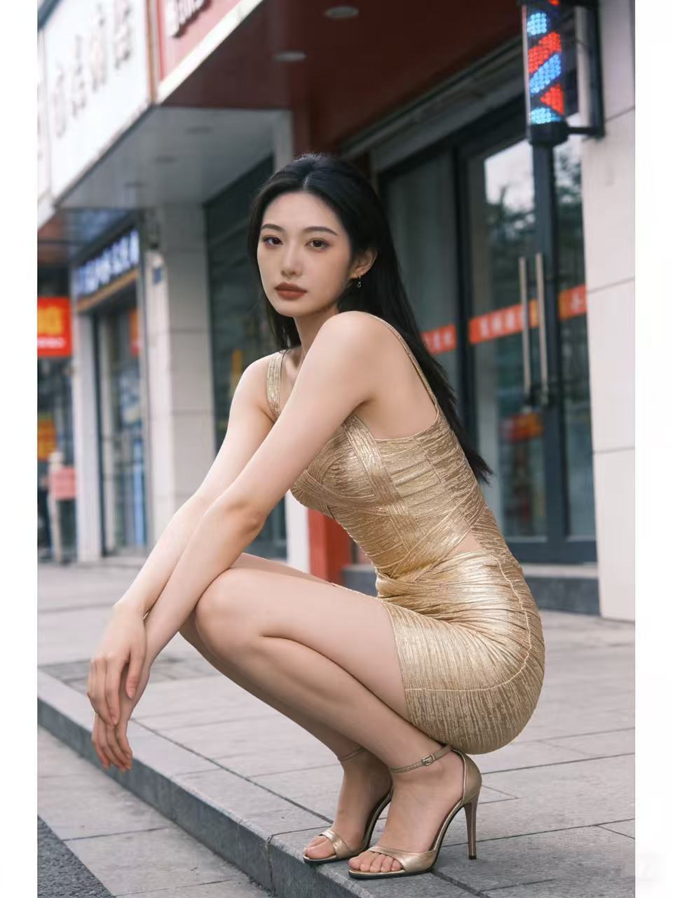 Women's Gold Glitter Bandage Dress Slim Fit Bodycon Short Skirt Style Nightclub Party Wear_ecoleips.com