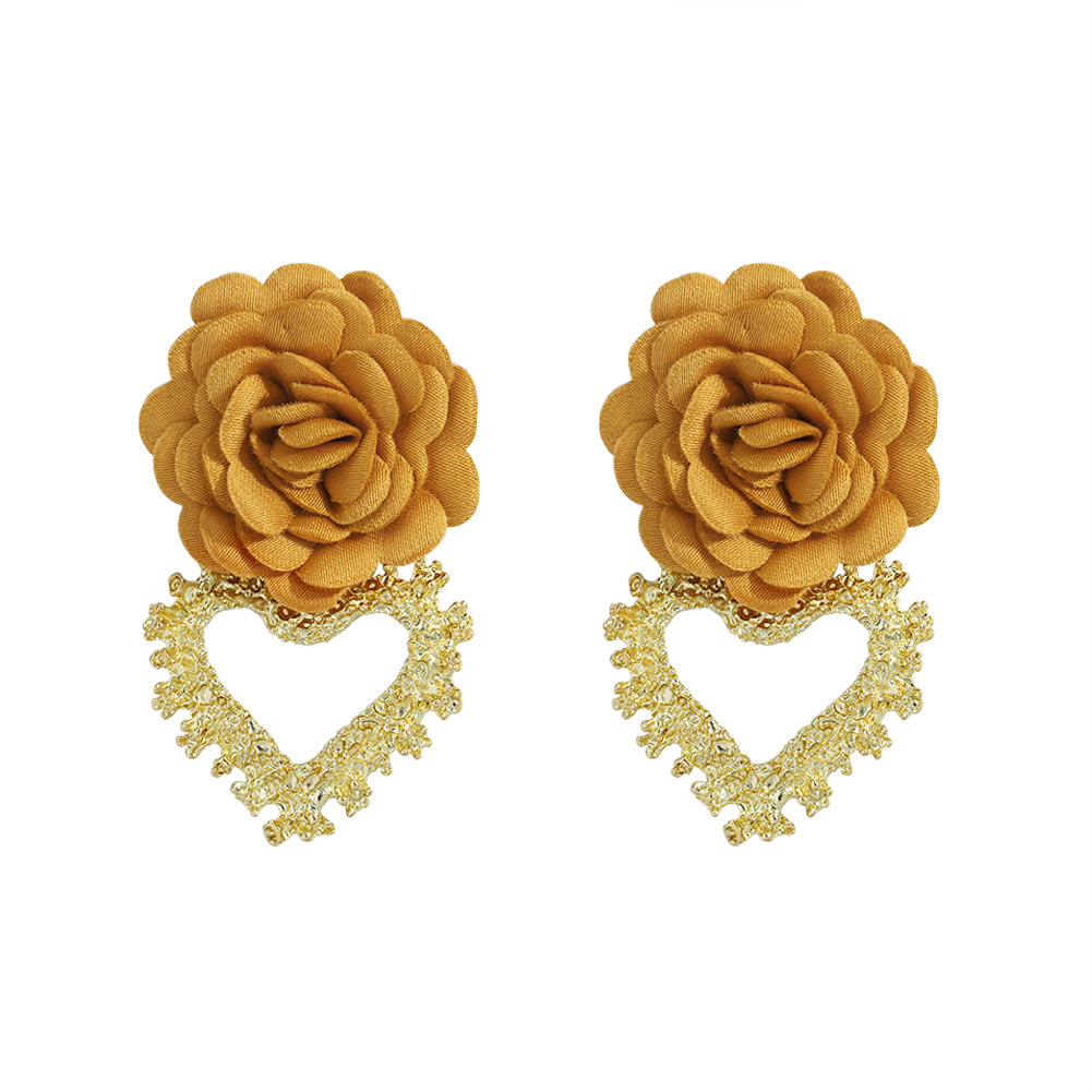 Heart-shaped Fabric Flower Earrings display picture 14