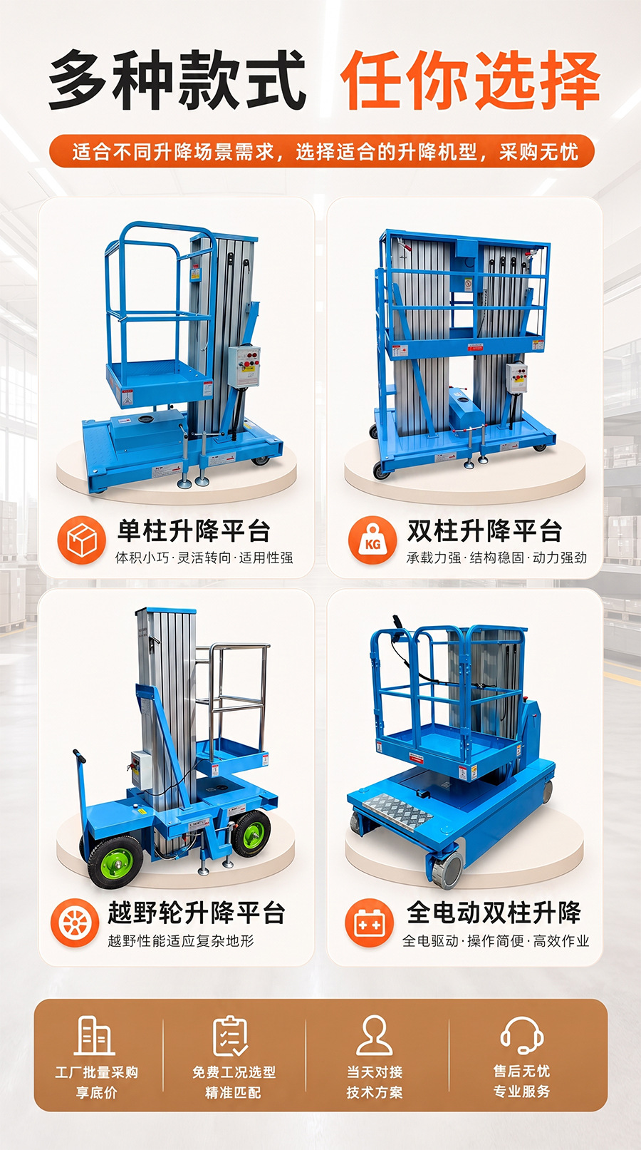 Lift Aluminum Alloy Light and Compact Indoor Climbing Vehicle Mobile Electric Hydraulic Automatic Aerial Platform Work Ladder