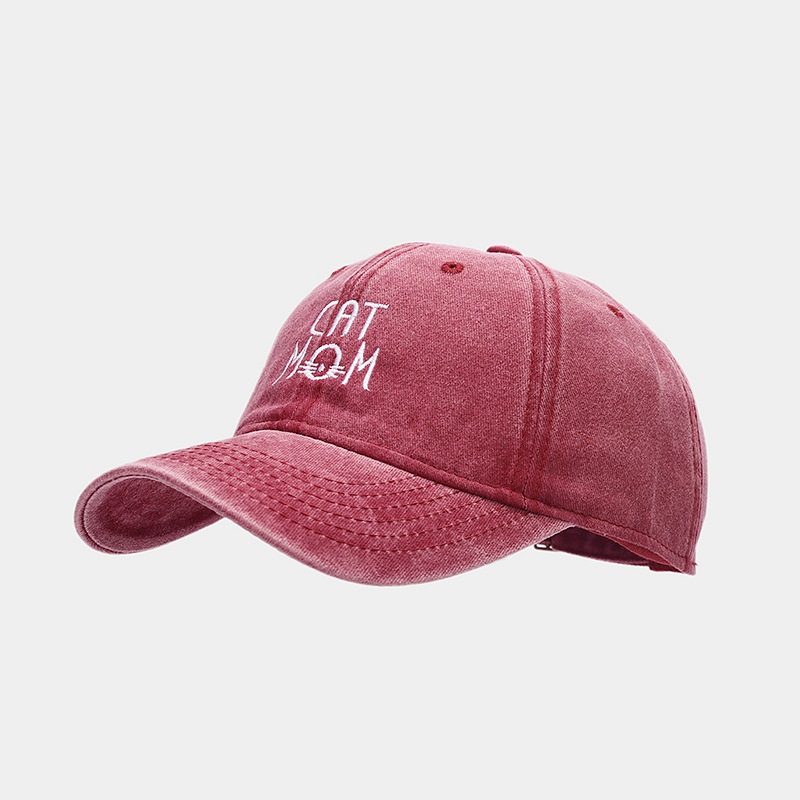 Estilo coreano moda apenada tapa superior suave enarbolada para las mujeres CAT bordado todo partido gorra de béisbol al aire libre sombrero