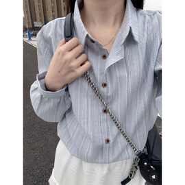 2025年夏季新款女装小众设计条纹衬衫时尚百搭高级感漂亮上衣秋潮