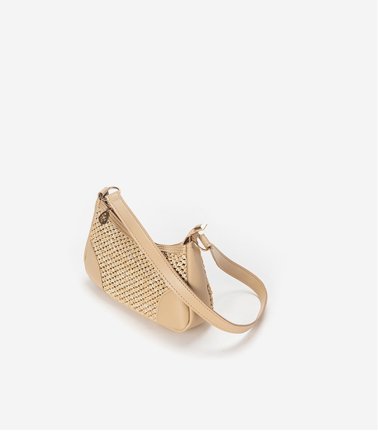 All Seasons Season Women's Gender Women's Small Straw Color Block Basic Vacation Dumpling Shape Zipper Shoulder Bag Crossbody Bag Straw Bag