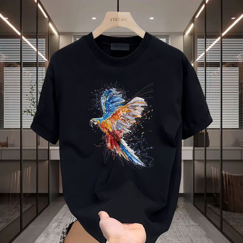 Heavyweight pure cotton short-sleeve T-shirt casual fashion men and women's summer ins white match crew neck top trendy versatile men half-sleeve