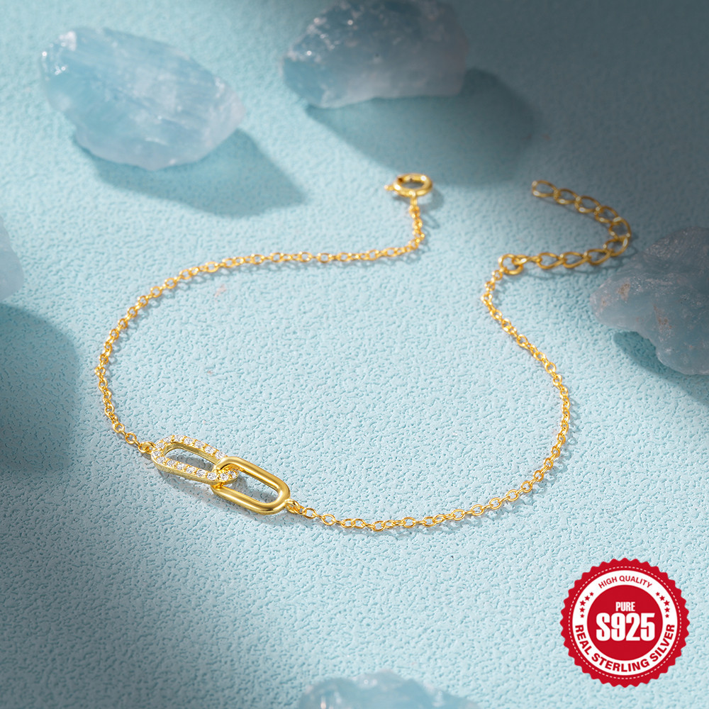 Moda simple superventas S925 plata esterlina Cruz doble hebilla ZIRCON incrustaciones desgaste diario pulsera de las mujeres