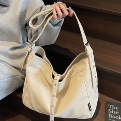 レトロキャンバスバッグ女性のための 2025 新しい大容量韓国スタイルシングルショルダークロスボディバッグファッションカジュアル通勤トートバッグ