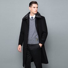 专柜正品水貂毛领羊毛大衣男休闲中年爸爸保暖濑兔毛内胆毛尼克服