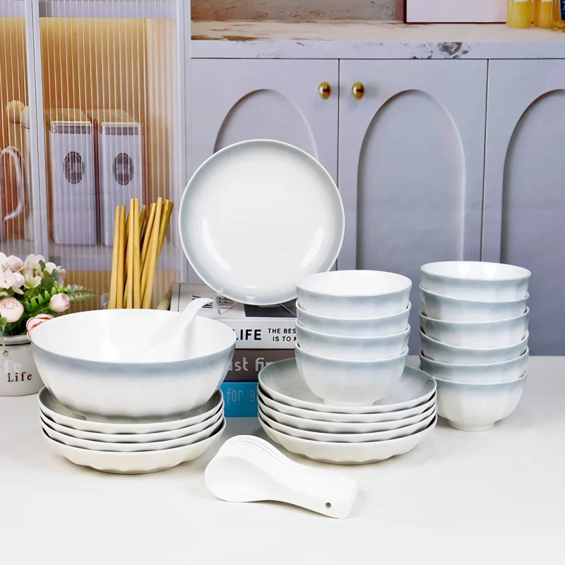 Ceramic Soup Bowl Set, simple elegant design, assorted pieces (ceramic tableware)