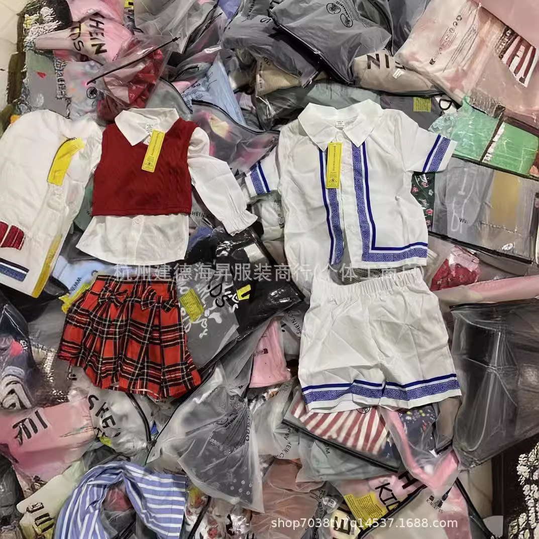 Transfronterizo shein comercio exterior traje de niños mangas cortas camisetas pantalones ropa infantil miscelánea de dos piezas traje de niños al por mayor