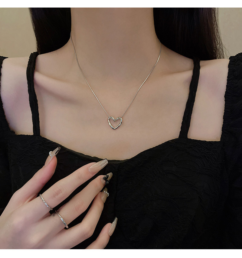 Fashion Heart Shape Titanium Steel Necklace 1 Piece