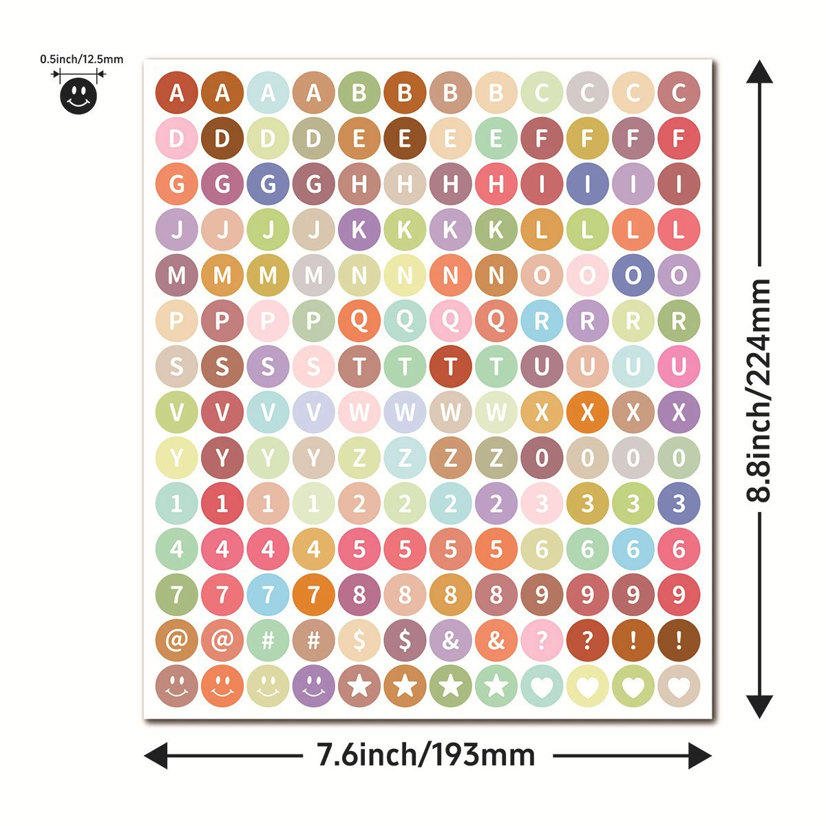 Waterproof sticker, rainbow cards, 0.5 inch, DIY, scheduler