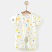 婴儿开档连体衣夏季薄款宝宝纯棉短袖哈衣爬服睡衣新生儿衣服夏装