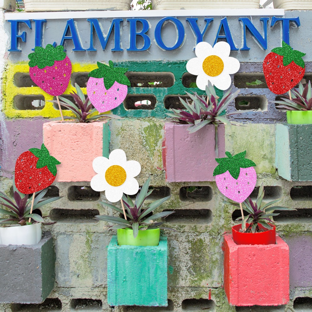 Amazon nuevo estilo fresa decoración de fiesta de cumpleaños jarrón plug-in decoración de fiesta hawaiana decoración de jarrón de fresa