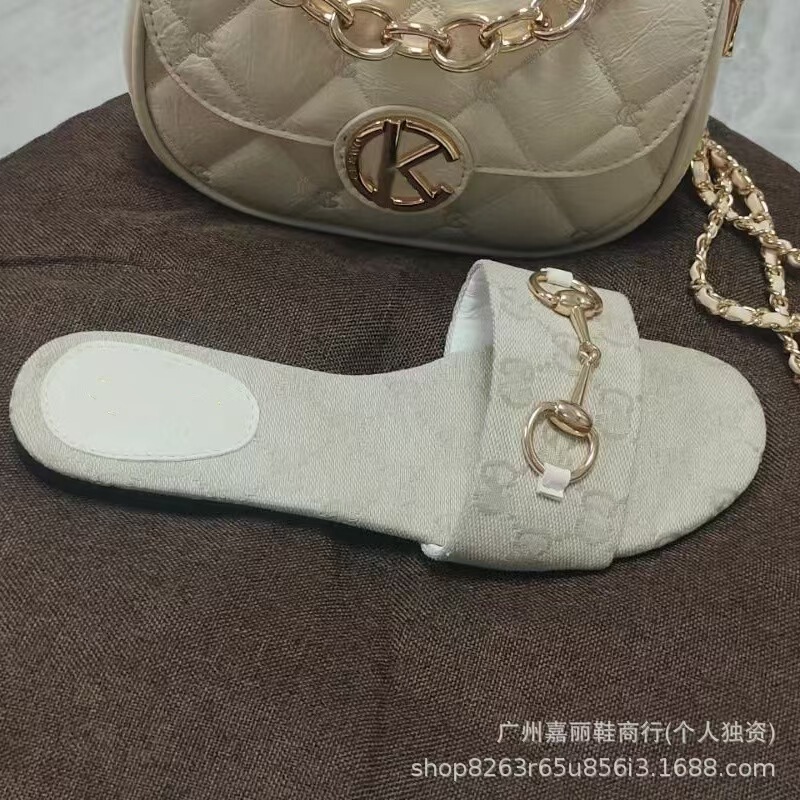 G家2025新款夏季沙滩平底露趾圆头轻便百搭外穿懒人一脚蹬拖鞋女|undefined