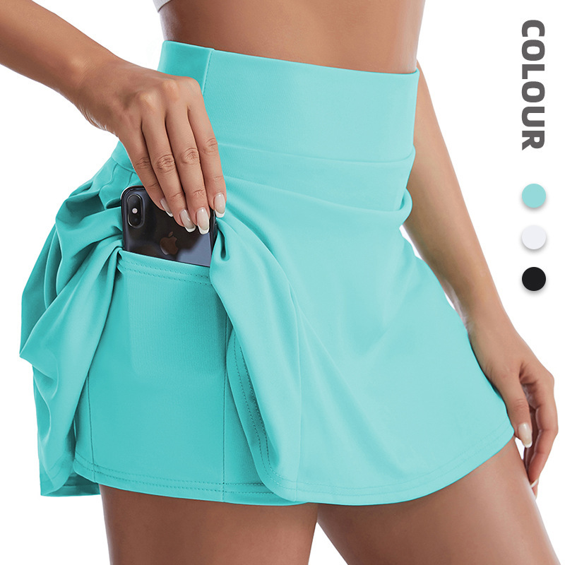 Cross-Border High-End Tennis Skirt for Women, Summer Anti-Exposure Quick-Dry Yoga Skirt, High-Elastic Pleated Sports Skirt Shorts