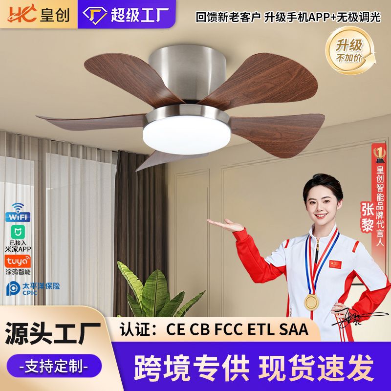 卧室餐厅吊扇灯阳台过道小型变频静音电风扇吊灯全光谱吸顶风扇灯|undefined