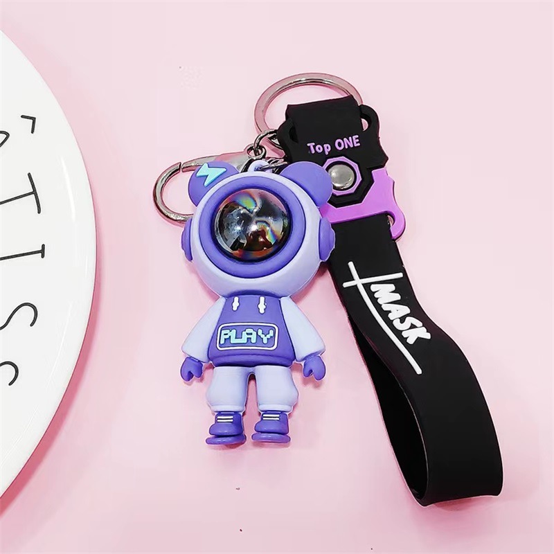 Cartoon Play Lightning Bear Silicone Doll Key Chain Pendant Couple Bag Car Key Chain Pendant Mini