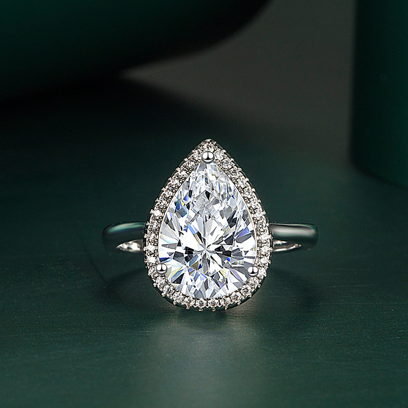 Fashion Water Droplets Copper Inlay Zircon Rings 1 Piece