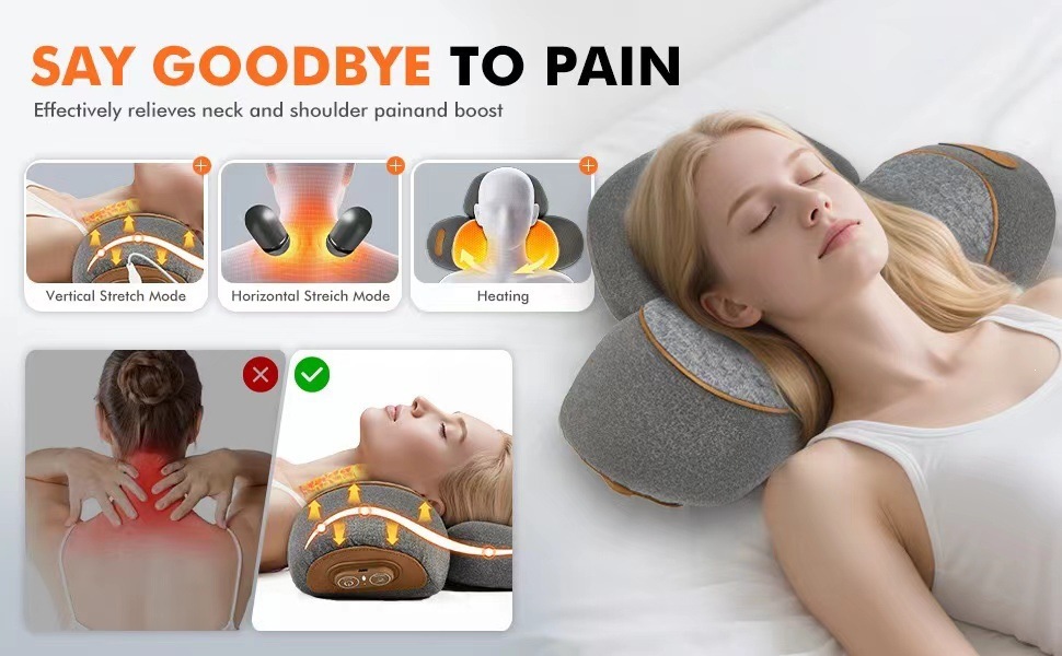 Cervical pillow with heating and massage function