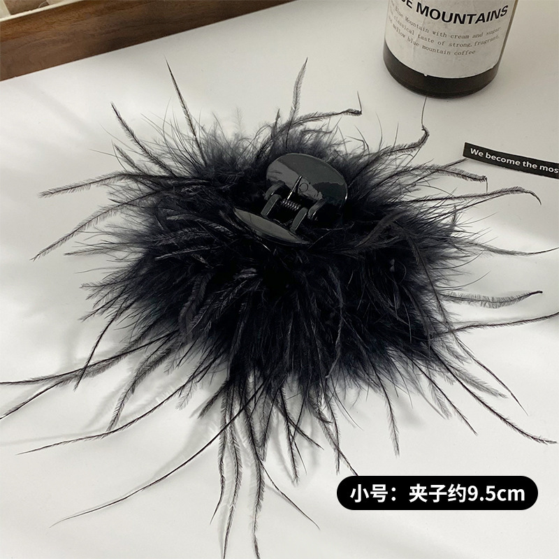 韓国版ins風羽毛クリップ高級感ヘアピン女性ダチョウ毛クリップ後頭部ぬいぐるみサメクリップ|undefined