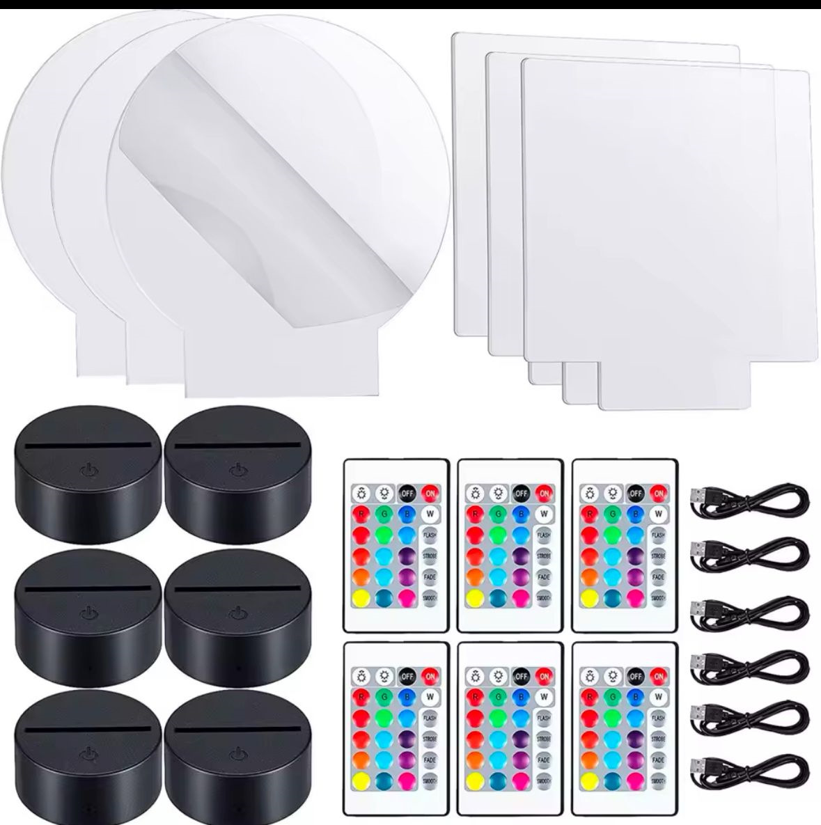 Transfronterizo nuevo exótico 3D luz de la noche titular USB Toque control Remoto colorido luz de la noche lámpara de mesa de acrílico combinación base