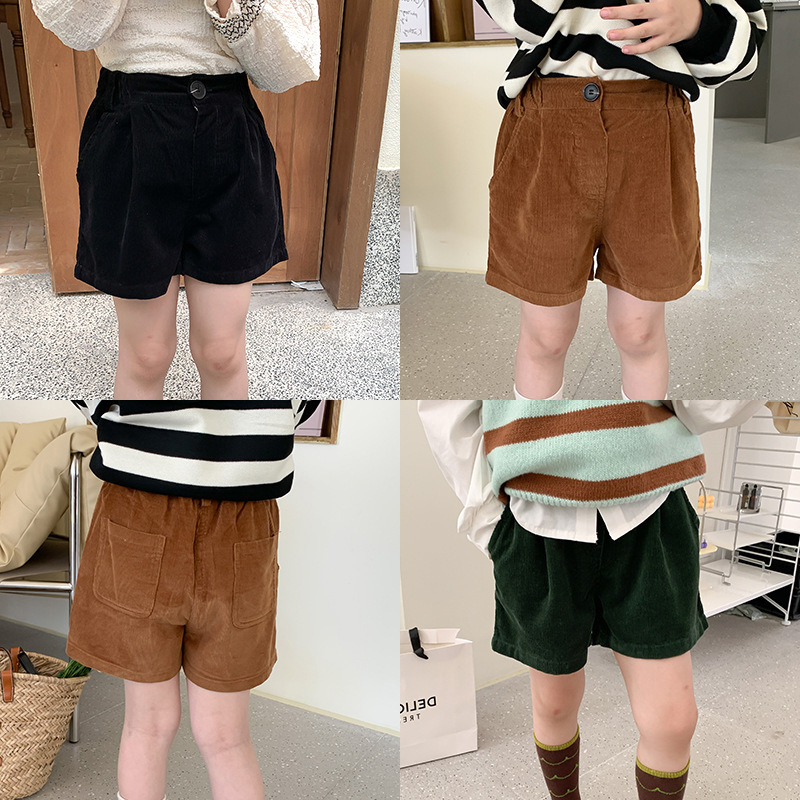 Girls' shorts autumn clothes solid color...