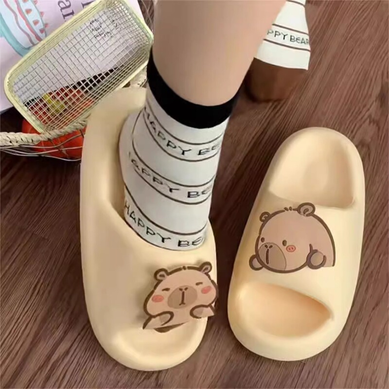 Women's Poop-Feeling Sandals for Home Non-Slip Thick-Soled Slippers for Women Summer New Kapibara Outer Wear Women's Summer