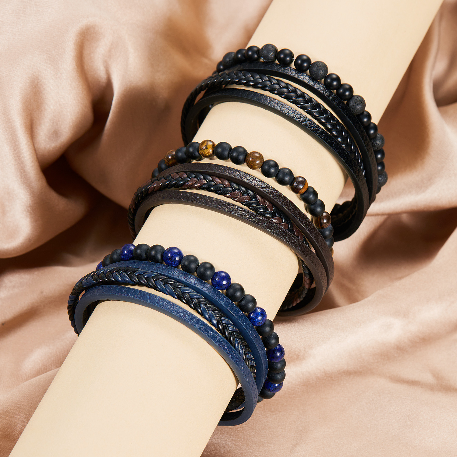 30g Weight Bracelets Classification 1 Piece Quantity Daily, Street Occasion Pu Leather Material Geometric Pattern Men's Gender Braid Design Retro Style Retro Geometric Pu Leather Braid Men's Bracelets Men Cuff & Bangle 2