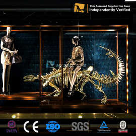 仿真上色静态模型剑龙骨骼橱窗装饰 LV合作大型恐龙化石金骨架