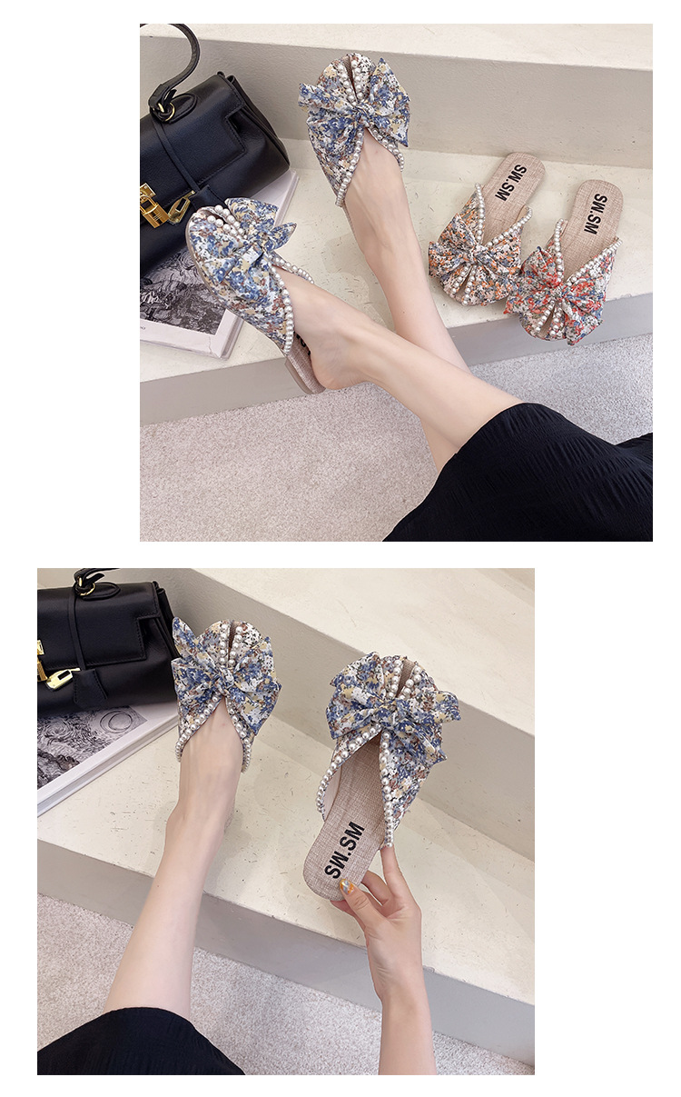 Fashion embroidered pearled chain decor sandals NSZSC58681