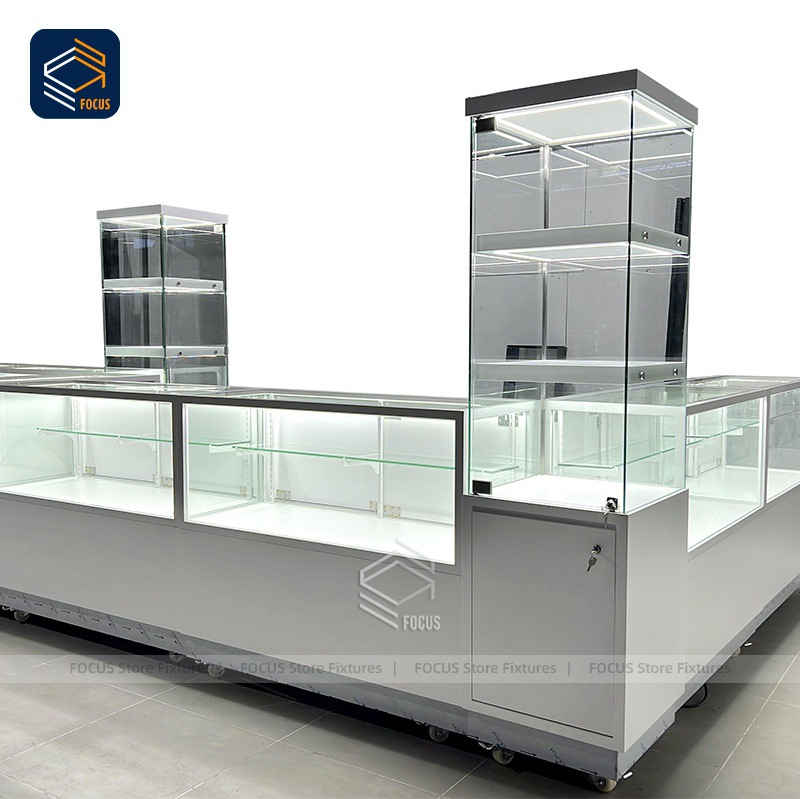 复古风简约珠宝展示柜实木玻璃珠宝展示架高端加工首饰陈列架货架