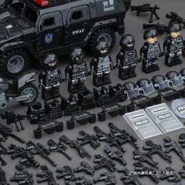 兼容乐高积木批发清仓特警小颗粒人仔现代军事特种兵全套儿童玩具