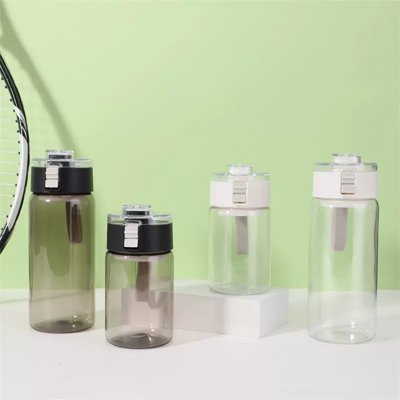 新款大容量时尚水杯带吸管渐变运动水壶户外提手简约塑料杯批发