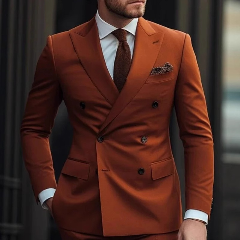 Foreign Trade Cross-Border Men's Two-Piece Suit Casual Business British Style Suit Groomsmen Host High-End Dress