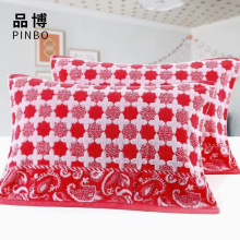 厂家批发毛圈枕巾 加大加厚吸汗棉红色婚庆情侣成人家用枕头盖巾