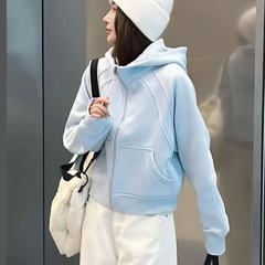 爆款欧美2025新款插袋奥利绒卫衣宽松健身上衣拉链连帽休闲服