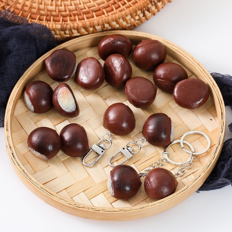 Simulated Pvc Chestnut Keychain, 3D Nut Chestnut Pendant, Roasted Chestnut Ornament, Car and Bag Decoration Simulated Pvc Chestnut Keychain, 3D Nut Chestnut Pendant, Roasted Chestnut Ornament, Car and Bag Decoration