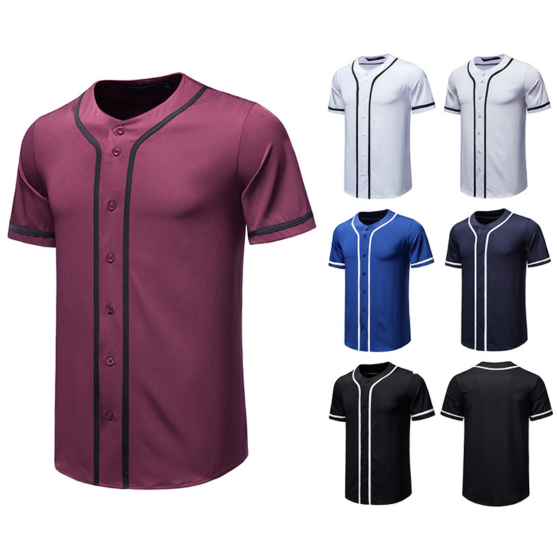 Felpa da baseball nuova estate 2021 T-shirt casual da uomo slim fit a maniche corte_voghion.com