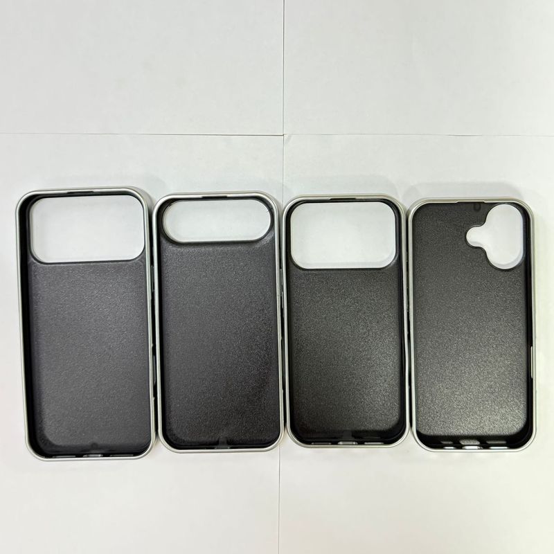 适用iPhone17电镀壳二合一凹槽壳苹果17air手机壳防滑纹贴皮素材|undefined