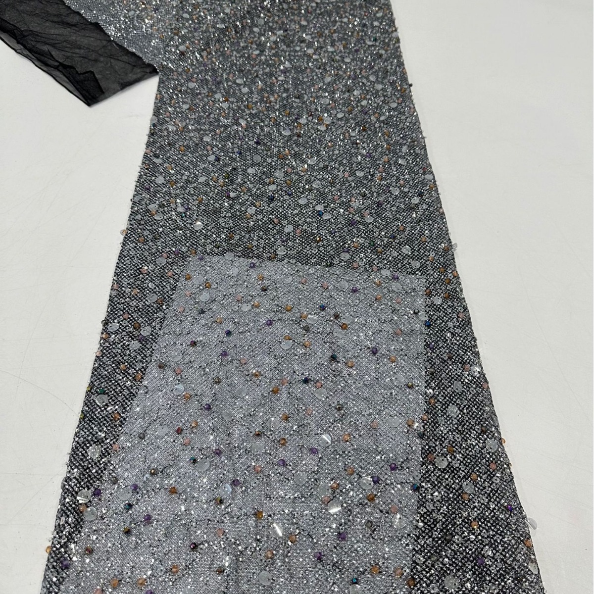 Diamante de oro sequinilla tubo de perlas bordado tela de malla alta moda vestido de boda vestido de tela al por mayor