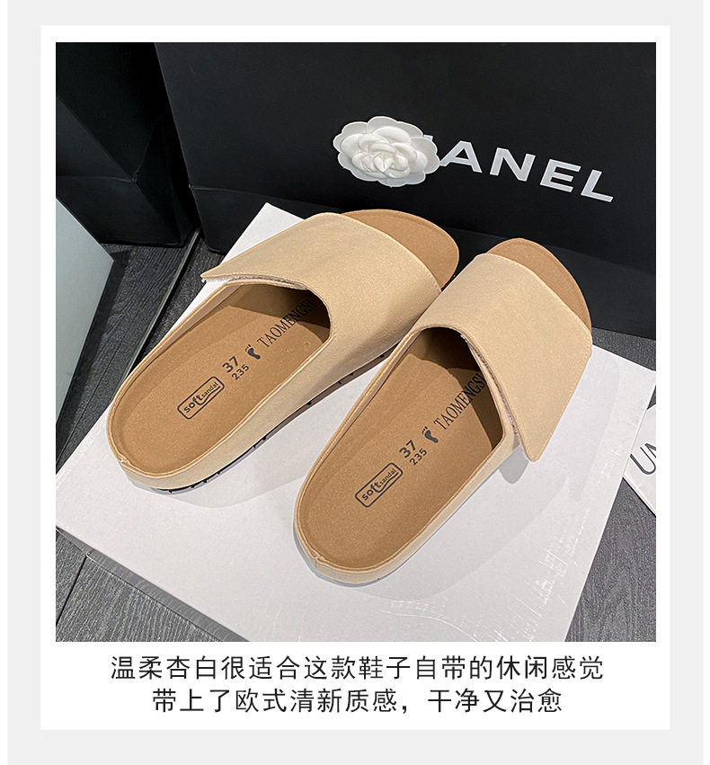Dép sandal nữ quai ngang bản rộng mũi tròn đế bằng gấp gọn đi ngoài trời mùa hè — Màu Kaki, Màu mơ, Màu đen chi tiết 7